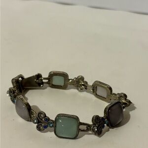 Chic Silver and Green Women's Bracelet